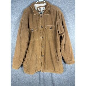 Basic Options Mens Corduroy Sherpa Lined Chore Jacket Brown Tan Size Large RN703